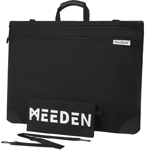 MEEDEN Professionelle Kunstmappe, Künstler Portfolio Tasche, A2 Tragetasche mit Schultergurt, Wasserdicht Zeichenmappe mit Griff für A2/A3/A4 Mappe, Zeichenbrett, Leinwand, Schwarz (61 X 79 X 3cm)