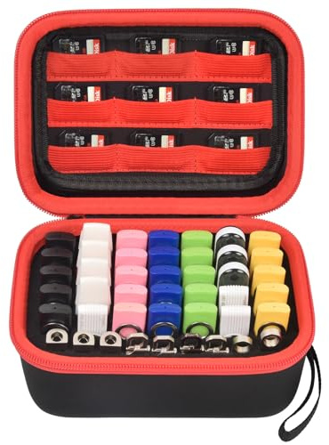 Boobowl USB-Stick-Tasche, USB-Sticks und 9 SD-Karten, für Büro und Reise | Graue Hartschale, Zwei Fachgrößen, Elastische Kartenhalter, für IT-Teams und Fotografen, Speichermedien nicht enthalten - Rot