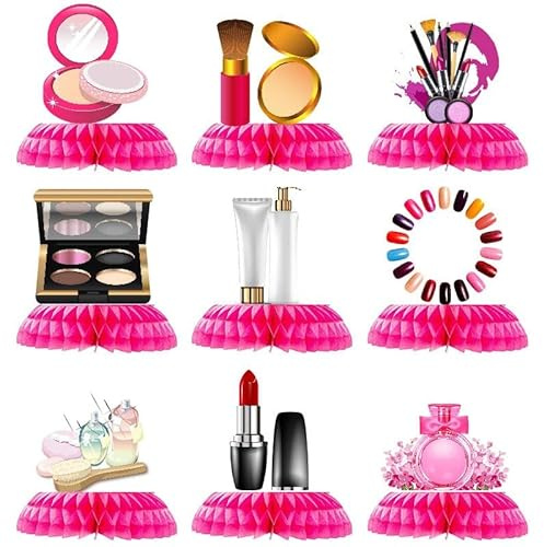 9Pcs SPA Tischdeko Mädchen SPA Honeycomb Dekoration für 3D Make up Theme Girl Birthday Party Tischaufsätze Supply