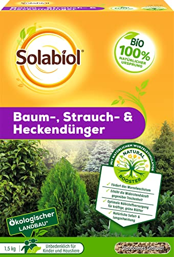 Solabiol Baum-, Strauch & Heckendünger mit Wurzelstimulator und natürlicher Sofort- und Langzeitwirkung, 1,5 kg Packung