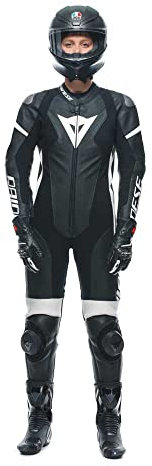 Dainese Grobnik Lady 1PC perforiert Damen Einteiler Lederkombi Racing Suit, BLACK/BLACK/WHITE, 42