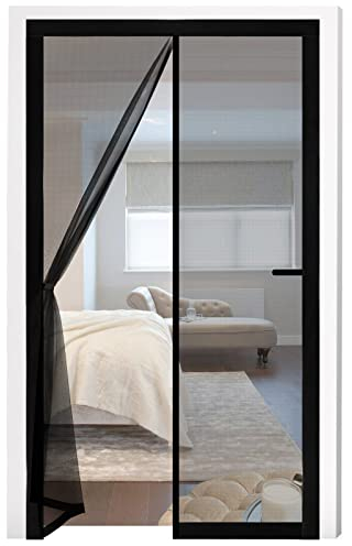 Fillis Magnetic Fly Screen Doors 90x210cm, Mosquito Proof Door Curtains, Fiberglass Mesh with Full Frame Hook and Look, Keep Insects Out