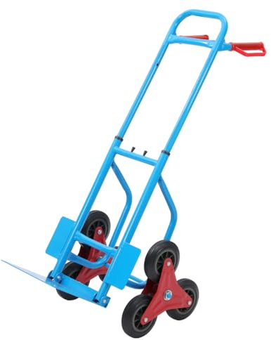 KATSU Stair Climbing Trolley Foldable Hand Truck Cart 200kg 440lbs Load Capacity Heavy Duty Steel with 6-Wheels and Height Adjustable Telescopic Handle, for Cargo Parcel Warehouse Delivery