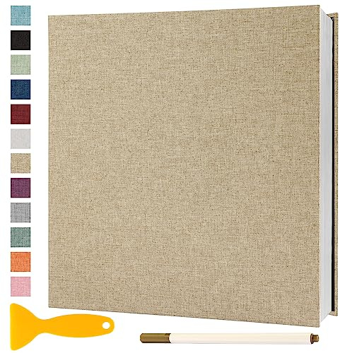 Fotoalbum Selbstklebend 28x27 Photo Album, 40 Seiten Khaki | Groß Fotoalbum Zum Einkleben Scrapbook Selbstgestalten Fotobuch Baby Hochzeit Gästebuch Erinnerungsbuch Briefmarkenalbum