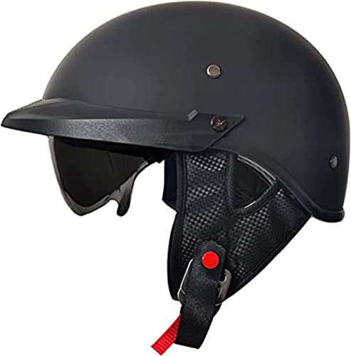 Deutscher Stil Motorradhelm Jethelm ECE/DOT Zulassung Halbschalenhelm Mit Sonnenblende Brain-Cap Helm Herren Damen Schnellverschluss-Schnalle Scooter-Helm Für Cruiser Chopper Biker 3,L