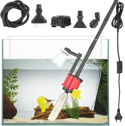 FEDOUR 30W Aquarium-Kiesreiniger, Multifunktioneller elektrischer Aquarium-Wasserwechsler, herausnehmbarer Vakuum-Sandwäscher, Algenreiniger, Wasserdusche-Set