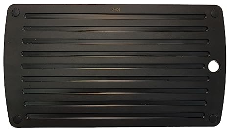 JADE Tagliere Pane - Tagliere in Fibra di Legno Laminato, 40 x 25 x 0.6 cm, dotato di scanalature raccogli briciole su un lato e piedini antiscivolo, adatto a tutti i cibi, lavabile in lavastoviglie