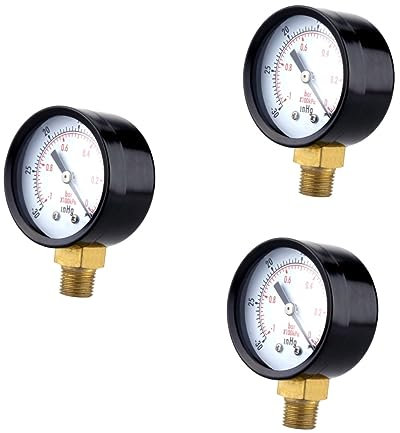 SOLUSTRE 3st Vakuummeter Tester Vakuummeter Für Luft Unterdruckmanometer 1/4 Npt Benzindruck Test Kit Vakuummeter 1/8 Npt Digitales Manometer Vakuumkammer Vakuumdruck Prüfer Heizöl