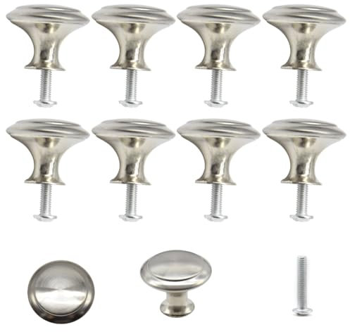 CEEYSEE 12 Pezzi Maniglie per Mobili 27mm/1.06in Maniglie Semplici Monoforo Maniglie In Metallo Con Viti Pomelli per Cassetti,Libreria, Mobili (27mm, Argento,YSLS)