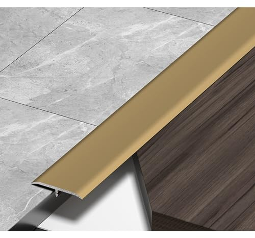 3 Stücke Aluminium T-Formteil Fußbodenübergangsleiste, Fußbodenteiler für Lückenfüller, Türrahmen für Holz, Fliesen, Vinyl (Color : Gold)