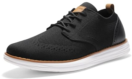 Bruno Marc Men's KnitFlex Craft Mesh Oxfords Sneakers Casual Dress Lace-Up Lightweight Walking Shoes,Size 10.5,6-Black,SBOX2406M