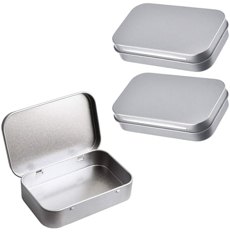 NAYAGOGO Rectangular Metal Tin Can with Hinged Box Containers and Small Storage Compartments for Household Items, Snacks and Objects