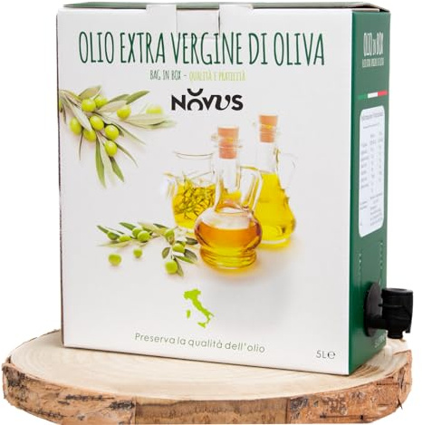 NovusPuglia - Olio Extravergine di Oliva - PRODUZIONE 2025/2026-100% ITALIANO - Di categoria superiore - Molito a Freddo - Puglia (10 Litri, Equilibrato)