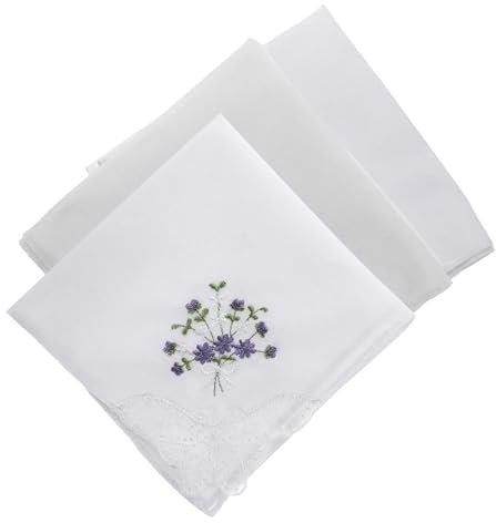 Holibanna 3st Handbesticktes Taschentuch Taschentücher Für Damen Brautparty-Geschenk Damentaschentücher Vintage-spitzentaschentücher Einstecktuch Jahrgang Baumwolle Frau Weißes Taschentuch
