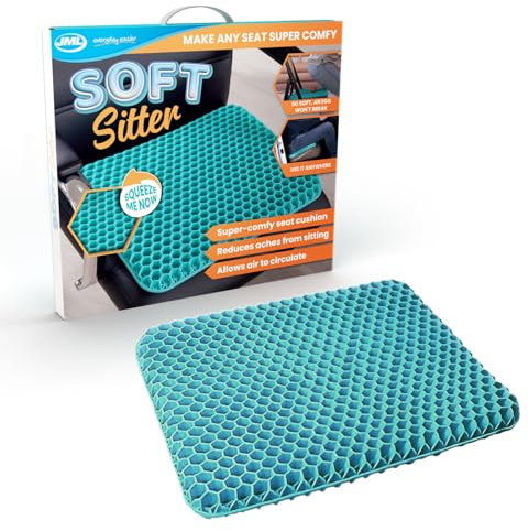 JML Soft Sitter Honeycomb Cushion - Gel Seat Cushion for Support and Flexibility, Home, Office, Gaming and Car Seat Pads - Lightweight, Durable, Breathable for All-Day Comfort and Posture, Aqua Green