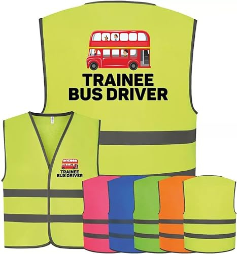 Corporate Togs Trainee Bus Driver Printed Vest, Children's Visibility Safety Vest, Sleeveless, Reflective Bands, Hook & Loop Fastening, Small to Large Size | Emergency Hi-Vis Vests
