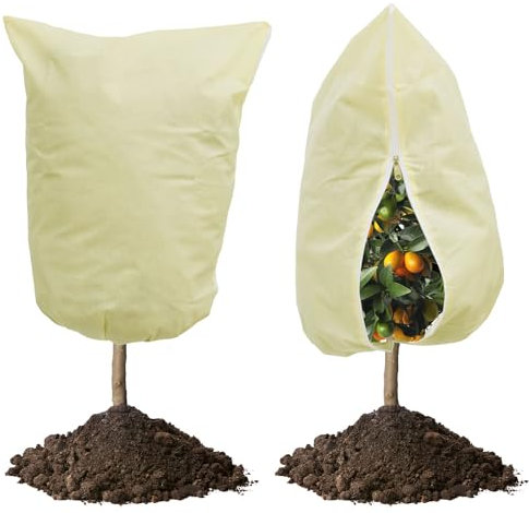 Plant Fleece Frost Protection Bags, 2 Pack Thicker 80gsm Plant Covers for Winter with Zipper and Drawstring, Plant Fleece Frost Protection Jackets, Garden Fleece Bags for Plants Protection, 60 x 80cm