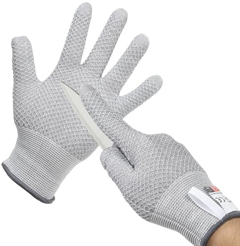 PATIKIL Cut Resistant Gloves, Level 5 Protection Cutting Gloves Anti Cut Kitchen Work Glove for Mandolin Slicing Oyster Shucking Whittling Wood Carving, Gray, Medium