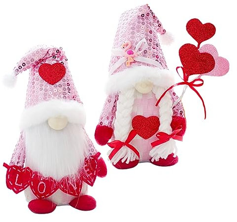 MAGICLULU 2pcs Valentine's Day Decorations Gnome Decor Plush Gnome Dolls Adorable Dwarf Doll for Desktop Valentine's Day Festival Supply