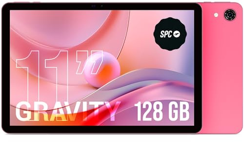 SPC Gravity 11 tum HD-surfplatta, rosa, Octa-Core, 4 GB RAM, 128 GB utbyggbar lagringsutrymme, 7 timmar, omvänd laddning, wifi, Dual Band och Android 14