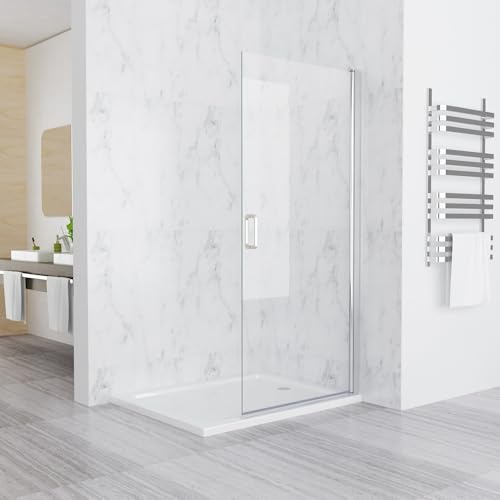 Walk in Duschwand für Dusche 80 x 197 cm Schwingbar Duschabtrennung mit Pendeltür Schwingtür Duschtür 6mm Sicherheitsglas NANO Glas Rahmenlos Nischentür Glaswand ohne Duschtasse