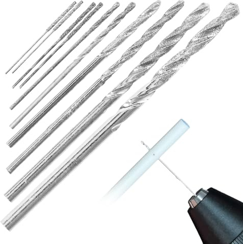 10 Stück Diamantspitze Spiralbohrer Set, Fliesenbohrer Glasbohrer Set 0.8mm/0.8mm/1.0mm/1.0mm/1.2mm/1.5mm/1.8mm/2.0mm/2.5mm/3.0mm für Glas, Metall, Muscheln, Jade, Perlen usw.