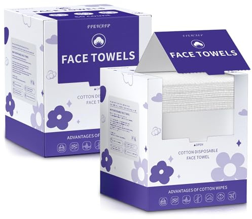Face Towels, Disposable Face Towelette, Makeup Remover Dry Wipes 100 Count(2 Box), Soft Cotton Dry Wipes Facial Cloths Towelettes for Washing and Drying, Facial Tissue for Cleansing, Skincare