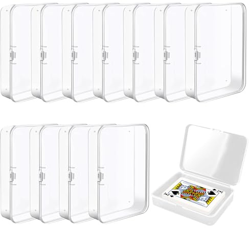Bohrma 12 Stück Spielkarten Box etui Transparent Leere Kartenbox mit Deckel Kunststoff Aufbewahrungsbox für Spielkarten Karten Perlen Schmuck Sammelkarten