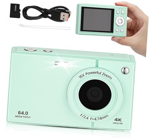 Angoily 64gb Appareil Photo Numérique Compact Appareil Photo Rétro Vintage Zoom Stabilisation Image Go pour Voyage