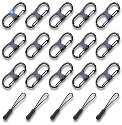 HIQUODIN Zipper Clips Anti Theft Set (20 PCS), New 2026 Version Antitheft Zipper Locks for Travel, Luggage Suitcase, Backpacks, Crossbody Bags, Purses (Black)