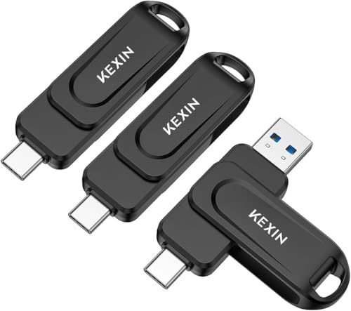 KEXIN USB C Stick 32GB USB 3.0 OTG 3er Pack, bis zu 100 MB/s, Dual-USB Type-C & USB-A Anschlüsse, Speicherstick für Handy, iPhone 15/16/17, Tablet, Auto, PC