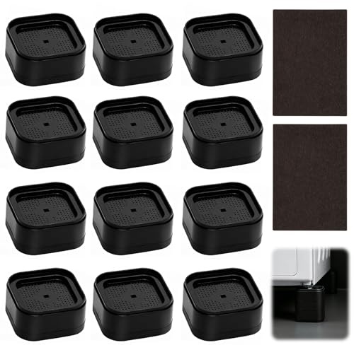 Fzosinou 12 Pcs Furniture Risers, Stackable Bed Risers, 3.5cm Adjustable Furniture Risers with 2 Pcs Felt Pads, Furniture Raising Blocks for Bed Sofa Table Chair