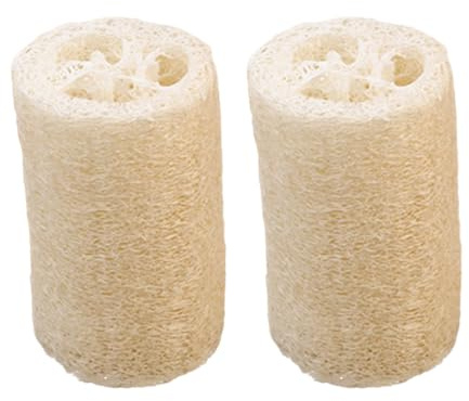 VALICLUD 2 Piezas Estropajo de Baño de Lufa Natural para Limpiar y Exfoliar la Epidermis, Material Vegetal Khaki que Ayuda a Respirar y Masajea Suavemente