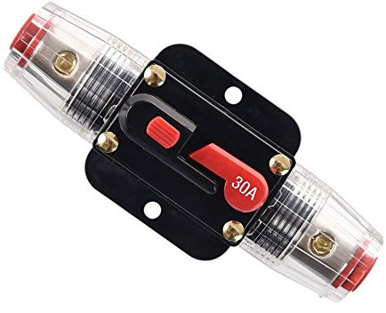 RKURCK 30 Amp Circuit Breaker Manual Reset Inline Fuse Inverter for Car Marine Trolling Motors Boat ATV Audio Solar Inverter System Protection 12V-24V DC 30 Amp