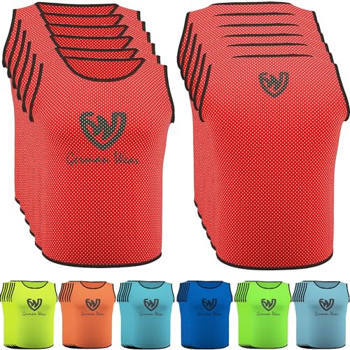 German Wear Trainingsleibchen 6er Set Fußball Leibchen aus Mikro-Polyester, atmungsaktive Trainingswesten für Kinder & Erwachsene, Team Bibs für Sport Training in Mehreren Farben