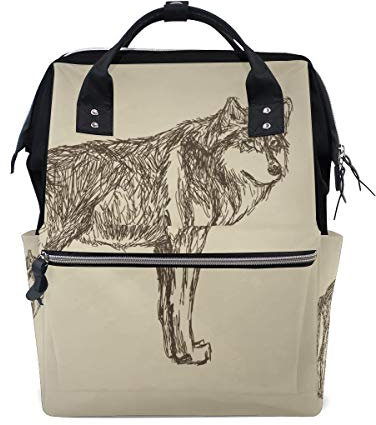 MONTOJ Wolf Sketch Design Canvas Reisetasche Campus Rucksack One Size 10