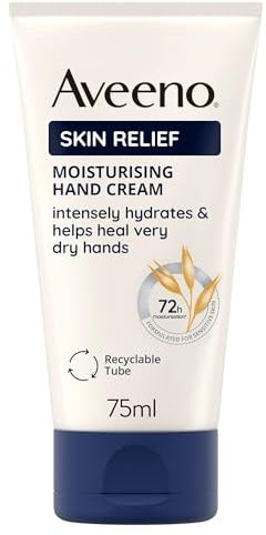 Aveeno Skin Relief Feuchtigkeitsspendende Handcreme (75 ml), parfümfreie Handcreme für sehr trockene Hände, natürliche Hautpflege mit beruhigendem Hafer & Sheabutter, vegan*