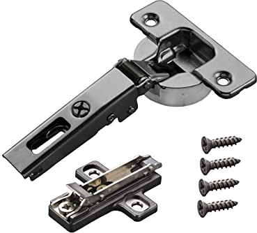 2 x Salice Topfband Serie 700 Titanium anthrazit mit Dämpfer im Topf 110° T48 Eckanschlag inkl. Kreuz-Montageplatte Höhe 6 mm mit Euroschrauben und Exzenterverstellung Schrankscharnier von SO-TECH®
