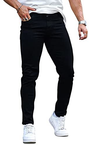 Black Jeans for Men Slim fit Stretchy Skinny Denim Jeans Men High Waist Designer 36