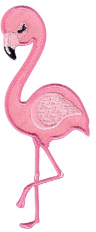 PatchMommy Flamingo Aufnäher zum Aufbügeln für Kinder, 9,5 x 3,75 cm | Gesticktes Bügelbild, Patch & Applikation für Kleidung, Taschen & Accessoires – zum Aufbügeln oder Aufnähen