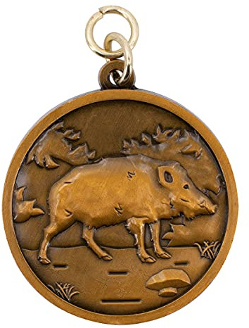 Deitert Jagdmedaille mit Name oder Wunschtext graviert, Motiv - Wildschwein -, Bronze, personalisierte Jagdauszeichnung, Trophäe