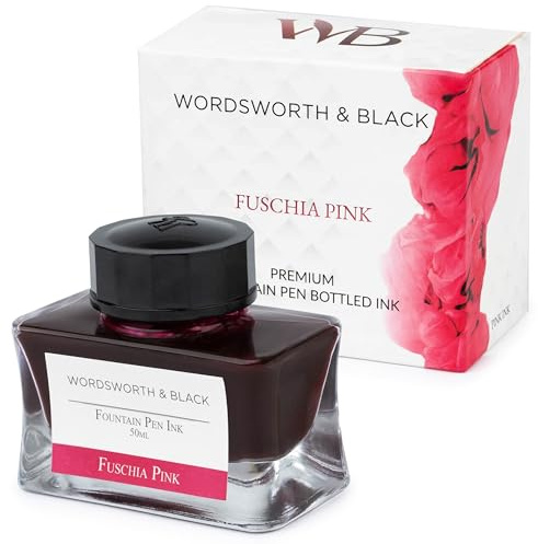 Wordsworth and Black Fountain Pen Ink Bottle (50 ml) Premium Luxury Edition, [Fuschia Pink] Fountain Pens Bottled Ink; Classic Designed Bottle Smooth Flow 50 ml