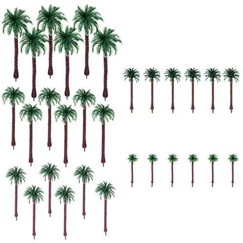 qiuxiaoaa 30Pcs Artificial Coconut Palm Trees Scenery Model Miniature Architecture Trees Coconut Palm Tree Nature Green