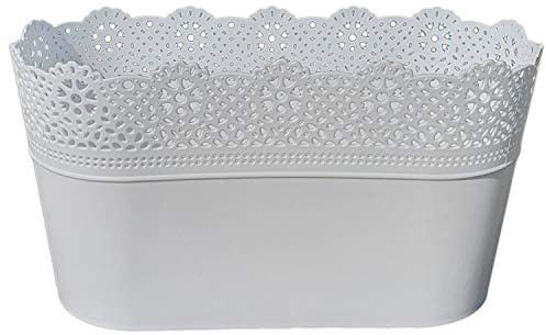 Erhard-Trading Blumentopf LUZIA oval Weiss 29 x 13 cm Pflanztopf Übertopf Kunststoff bunt