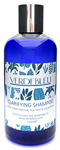 99% Naturel - SHAMPOOING CLARIFIANT - VINAIGRE DE CIDRE POMME, ARBRE À THÉ & EUCALYPTUS - 250ml de VERDEBLEU - Sans Sulfates, Parabenes. Nous Donnons 5% des Bénéfices pour Sauver les Forêts Tropicales