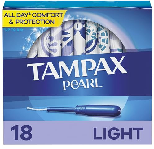 Tampax Pearl Tampons, Light Absorbency With Leakguard Braid, Unscented, 18Count