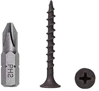 (Lot de 200 vis) Vis en acier au carbone phosphaté noir pour cloison sèche 3,5 x 32 mm, vis à bois, tête bombée cruciforme, fixations pour panneaux d'aggloméré (200, 3,5 x 32 mm)