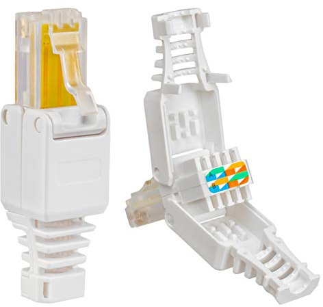2X RJ45 Cat 5e Netzwerkstecker mit vergoldeten Kontakten cat.5e LAN Crimpstecker Gigabit Connector für Patchkabel, Verlegekabel CAT7 CAT6A CAT5 Kompatibel Werkzeugfrei Werkzeuglos DSL Stecker UTP