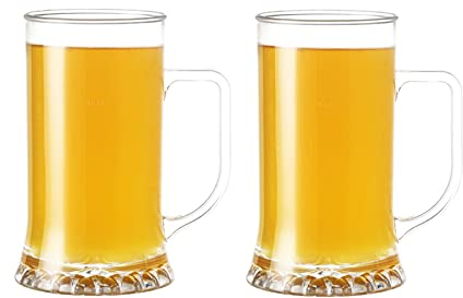 QINGGANGLING999 Glass Beer Tankards Glass Beer Stein,Traditional Beer Mug Set Beer Mugs with Handles Freezable Beer Glasses Beer Mug Set of 2-20 Ounces Pint Mug Beer Stein