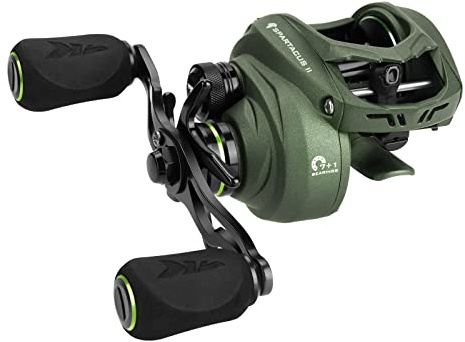 KastKing Spartacus II Baitcasting Fishing Reel, 6oz Ultralight, Super Smooth with 17.6 LB Carbon Fiber Drag, 7.2:1 Gear Ratio, 39mm Palm Perfect Lower Profile Design,Stryker Green,Right Handed